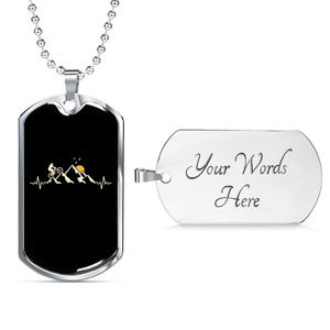 Mountain Bike Black Pulse Cycling Necklace Stainless Steel or 18k Gold Dog Tag 2